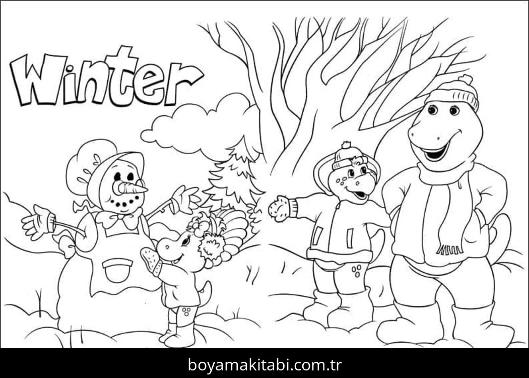Barney ve Seine boyama sayfası – keyifli zaman, renkli çizimler