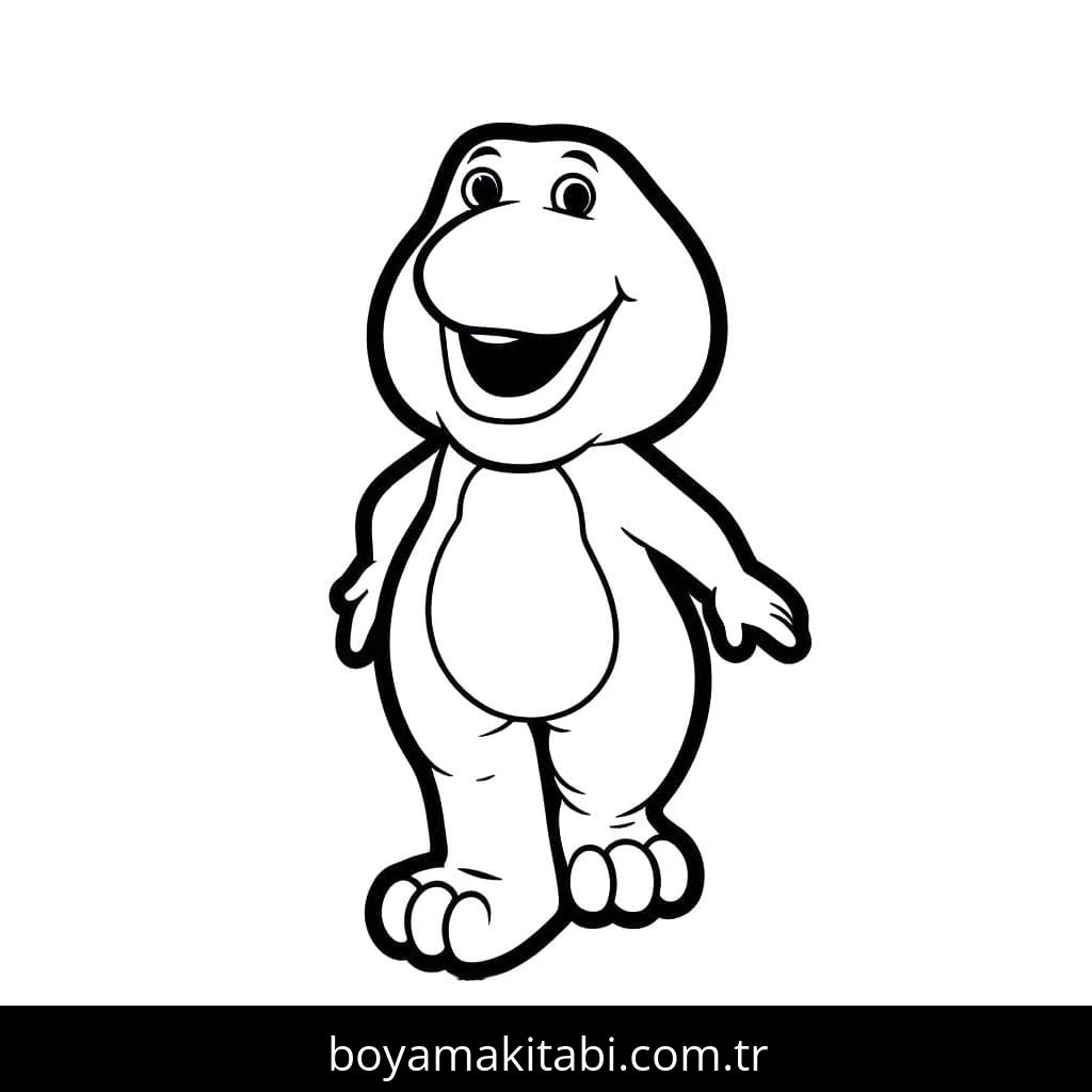 Barney ve Seine boyama sayfası – basit çizim, kolay boyama