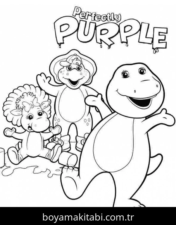 Barney ve Seine boyama sayfası – kolay boyama, eğitici aktivite