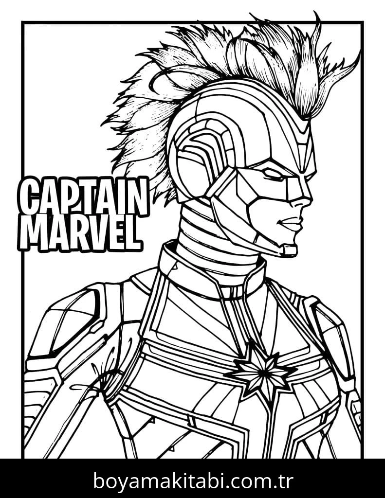 Captain Marvel boyama sayfası – eğlenceli etkinlik, el becerilerini geliştirir