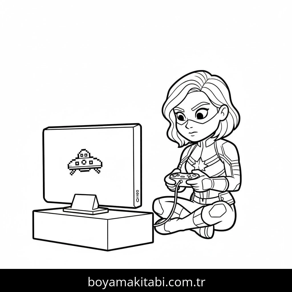 Captain Marvel boyama sayfası – keyifli zaman, renkli çizimler