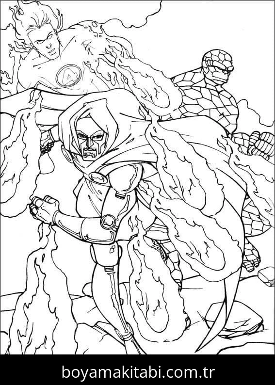 Fantastic Four boyama sayfası – PDF indir, sevimli karakter