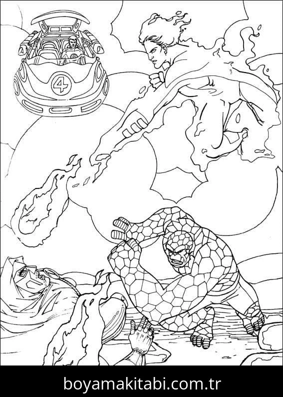 Fantastic Four boyama sayfası – sanatsal çalışma, çocuklar için