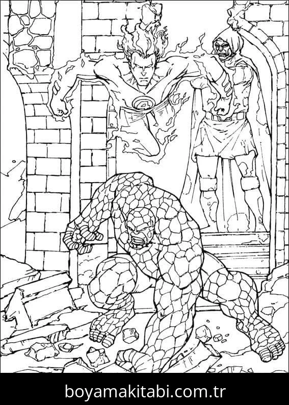 Fantastic Four boyama sayfası – okul öncesi, evde etkinlik