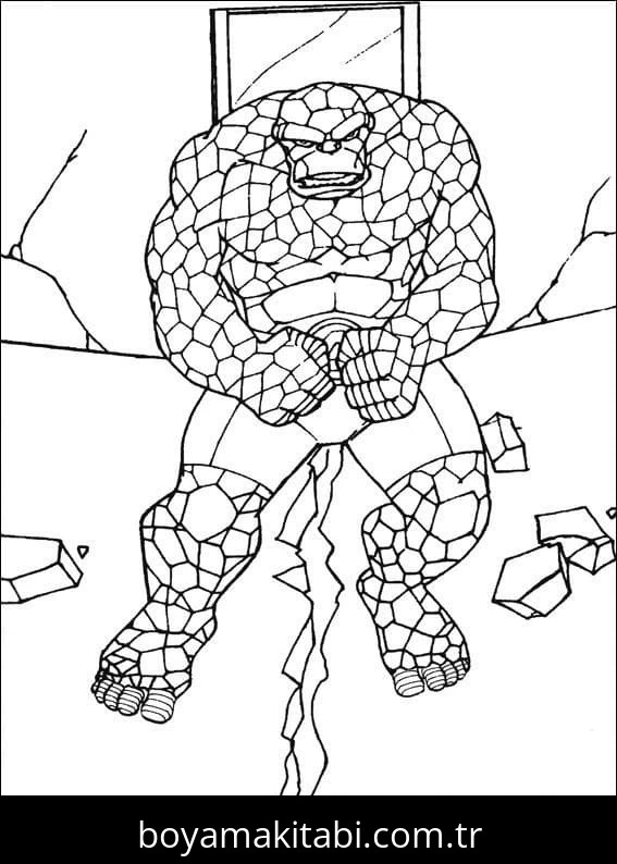 Fantastic Four boyama sayfası – sevimli karakter, sanatsal çalışma