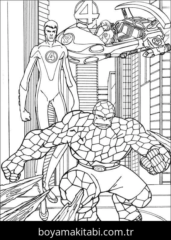 Fantastic Four boyama sayfası – eğitici aktivite, yaratıcılık