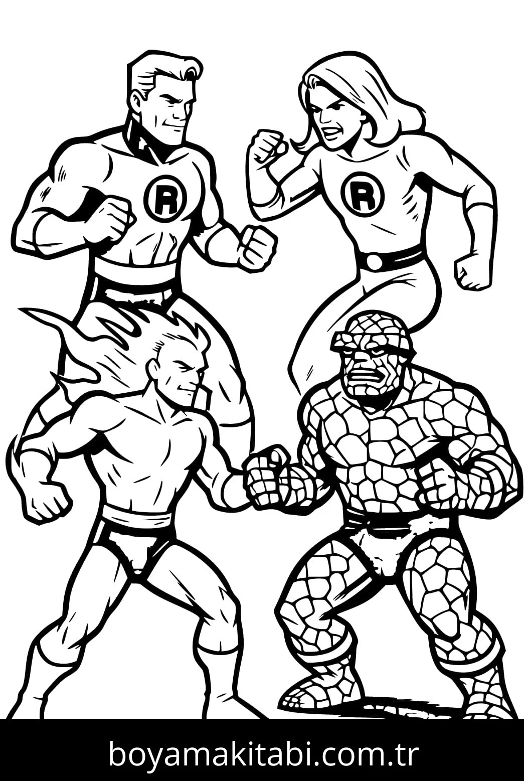 Fantastic Four boyama sayfası – evde etkinlik, ücretsiz yazdır