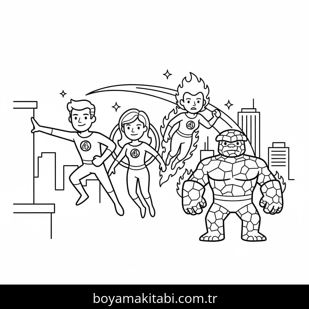 Fantastic Four boyama sayfası – yaratıcılık, eğlenceli etkinlik