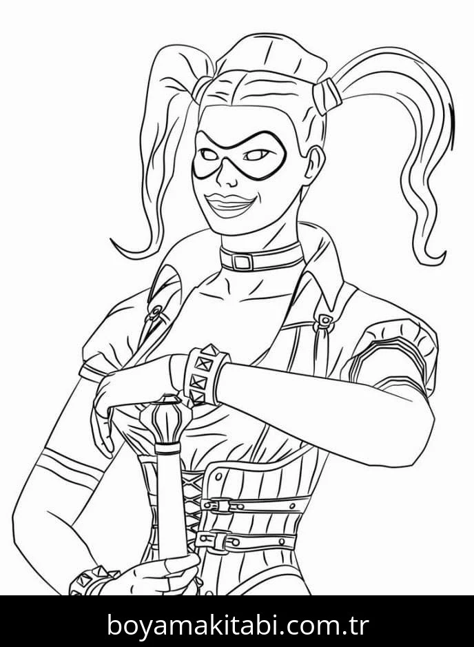 Harley Quinn boyama sayfası – sanatsal çalışma, çocuklar için