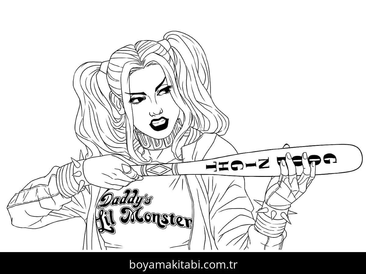 Harley Quinn boyama sayfası – yaratıcılık, eğlenceli etkinlik