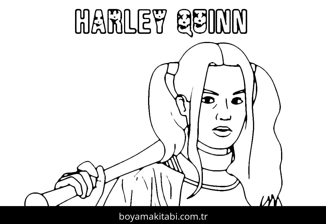 Harley Quinn boyama sayfası – çocuklar için, çizgi film temalı