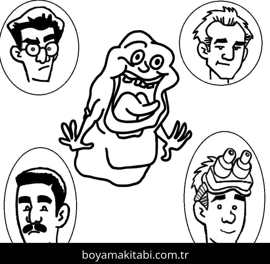Hayalet Avcıları boyama sayfası – keyifli zaman, renkli çizimler