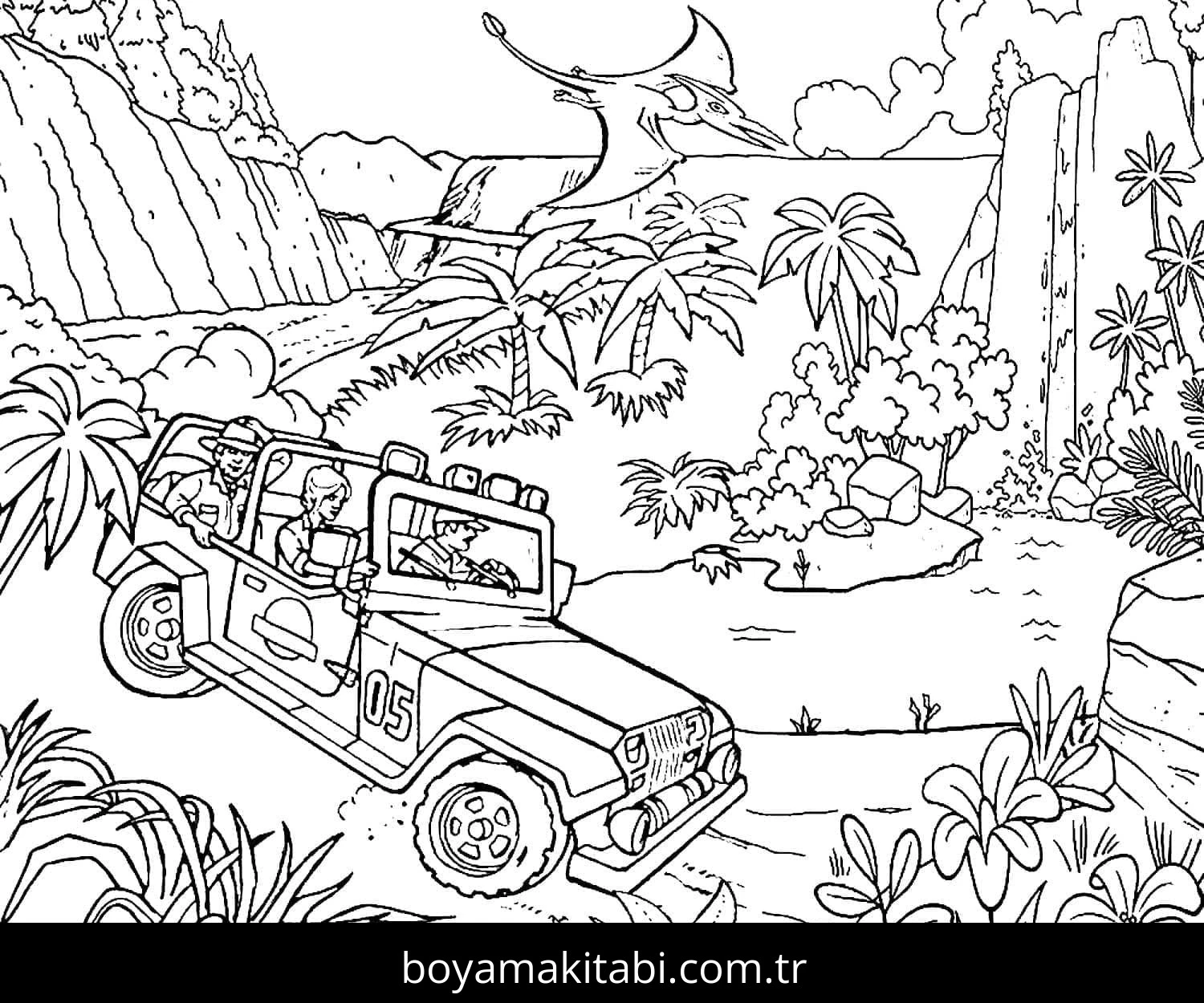Jurassic Park boyama sayfası – keyifli zaman, renkli çizimler