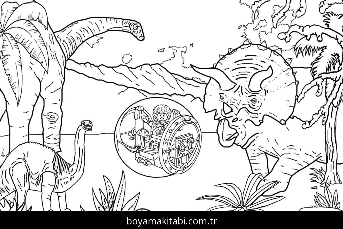 Jurassic Park boyama sayfası – basit çizim, kolay boyama