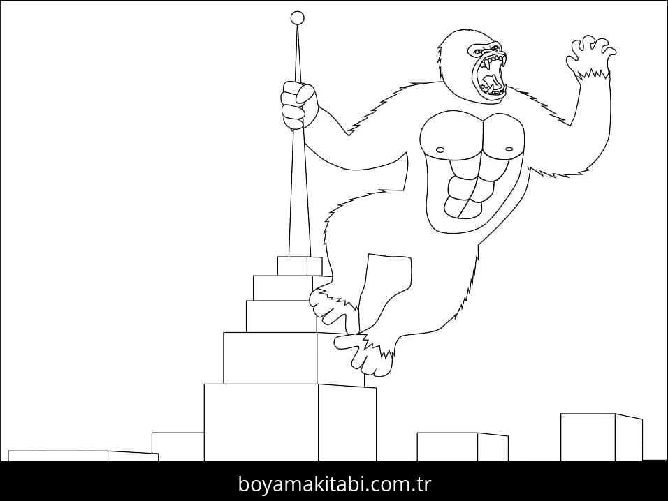 King Kong boyama sayfası #24 – kolay indirilebilir, eğlenceli öğrenme deneyimi