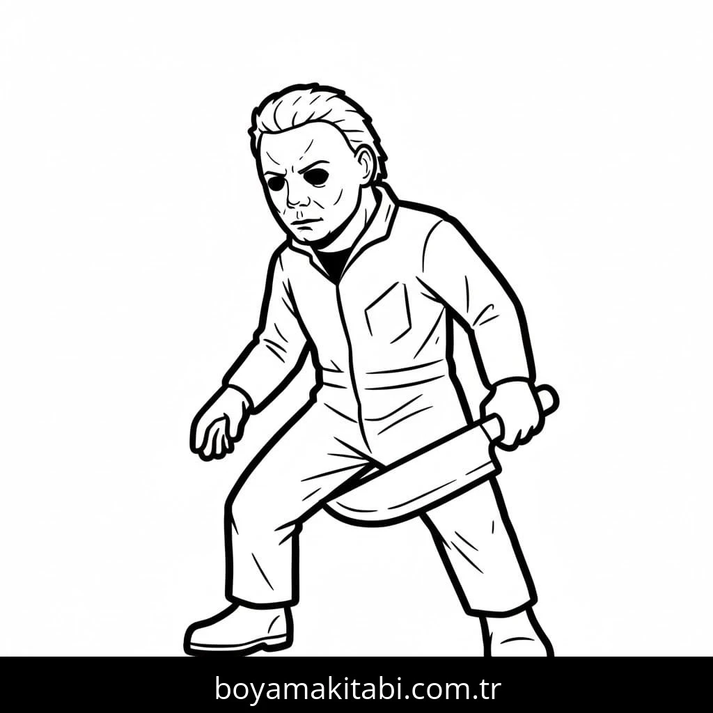 Michael Myers boyama sayfası – sevimli karakter, sanatsal çalışma