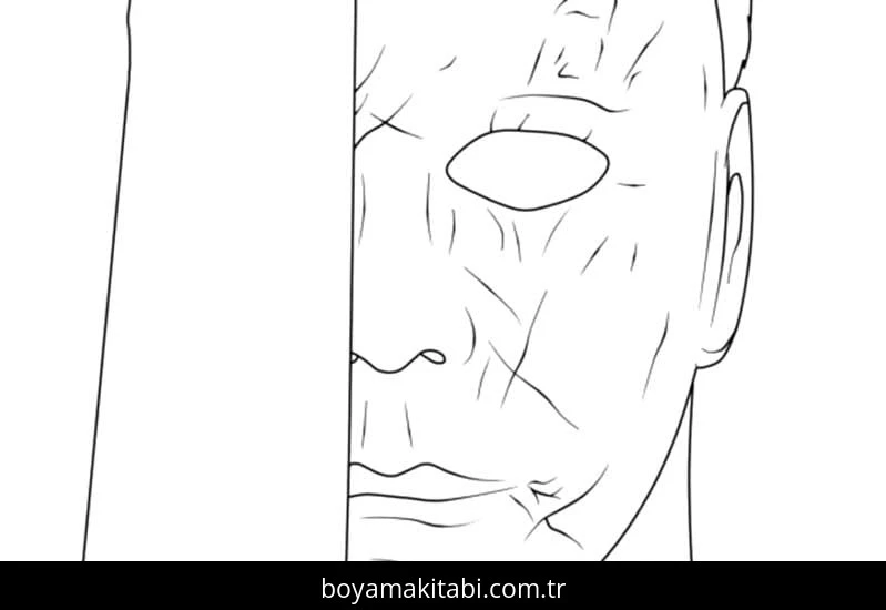 Michael Myers boyama sayfası – basit çizim, kolay boyama