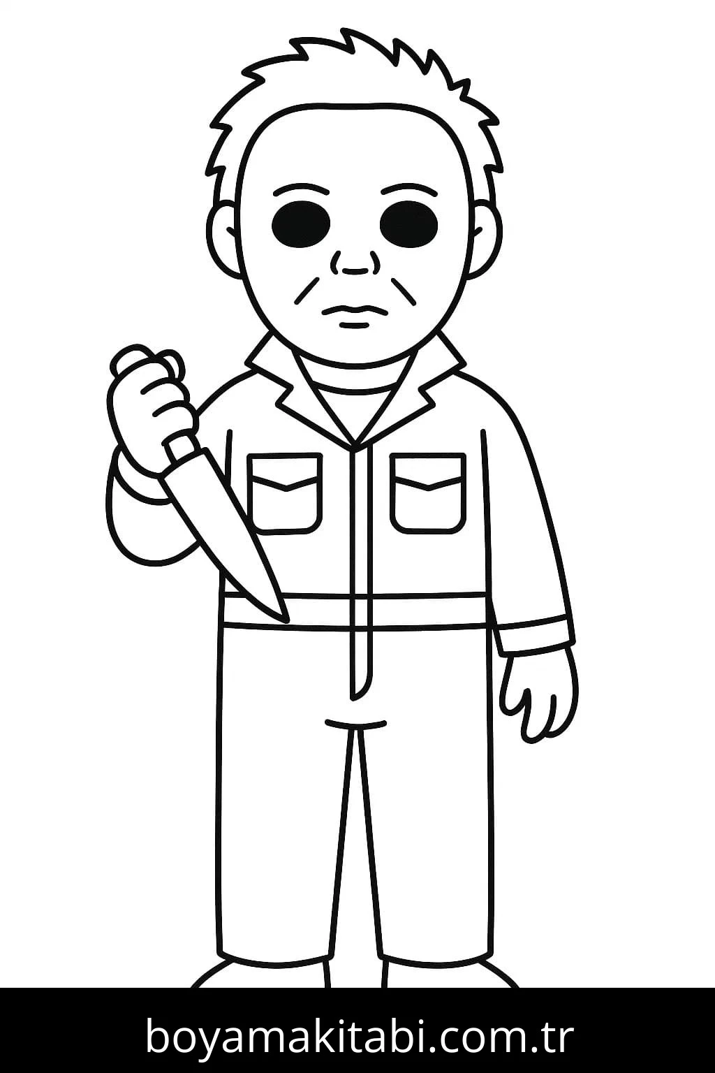 Michael Myers boyama sayfası – sevimli karakter, sanatsal çalışma