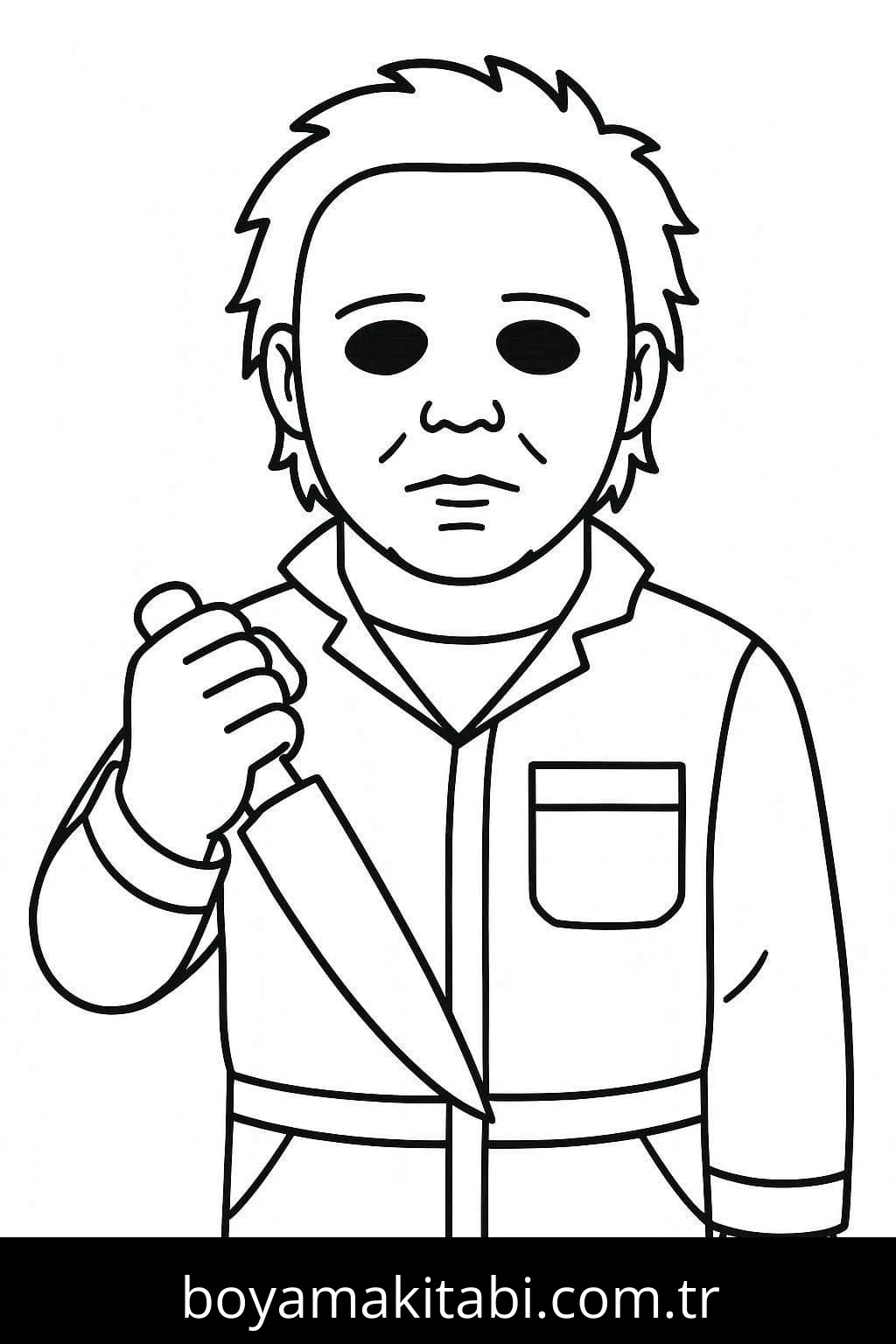 Michael Myers boyama sayfası – sanatsal çalışma, çocuklar için