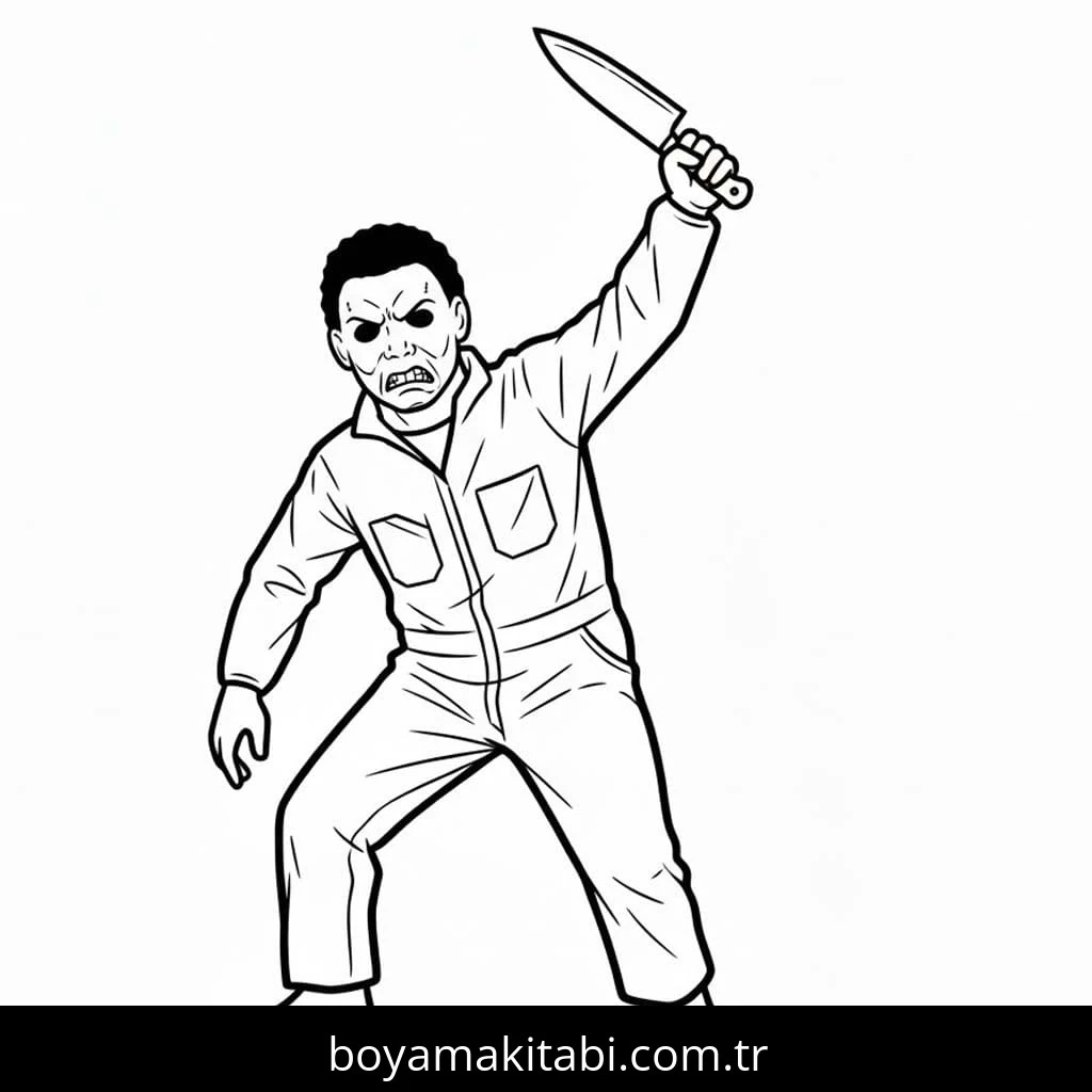 Michael Myers boyama sayfası – boyama çalışması, yaratıcılığı geliştirir