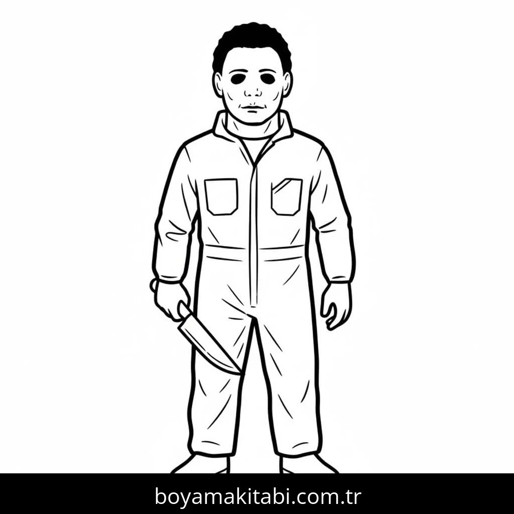 Michael Myers boyama sayfası – PDF indir, sevimli karakter