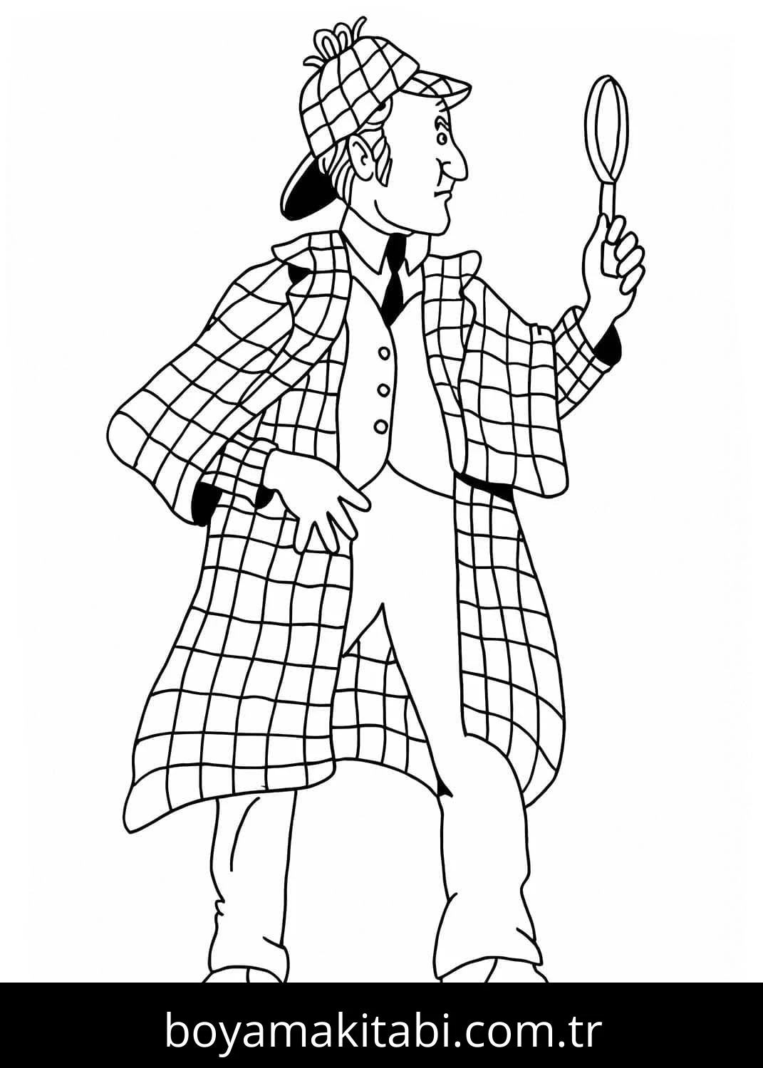 Sherlock Holmes boyama sayfası – okul öncesi, evde etkinlik