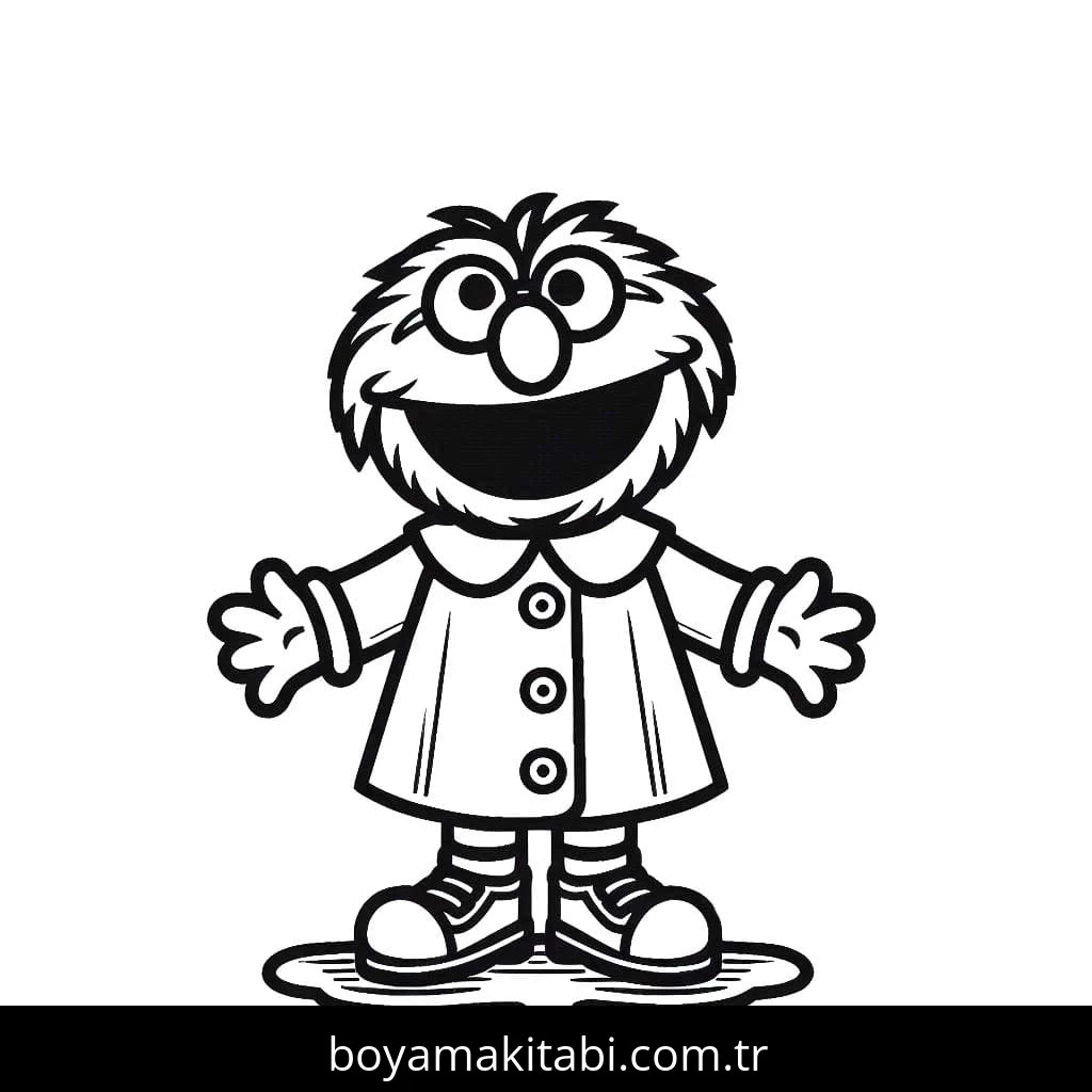 Susam Sokağı boyama sayfası – çizgi film temalı, basit çizim