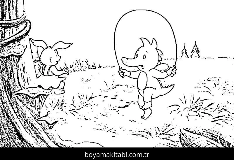 Tabaluga boyama sayfası #13 – okul öncesi, evde etkinlik