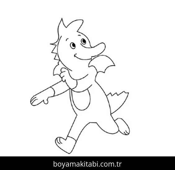 Tabaluga boyama sayfası #18 – el becerilerini geliştirir, boyama çalışması