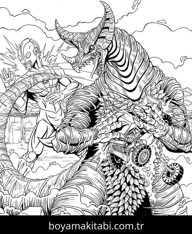 Ultraman boyama sayfası #54 – sınıf etkinliği, kolay indirilebilir