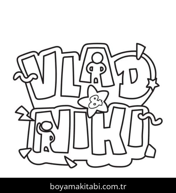 Vlad ve Niki boyama sayfası – çizgi film temalı, basit çizim