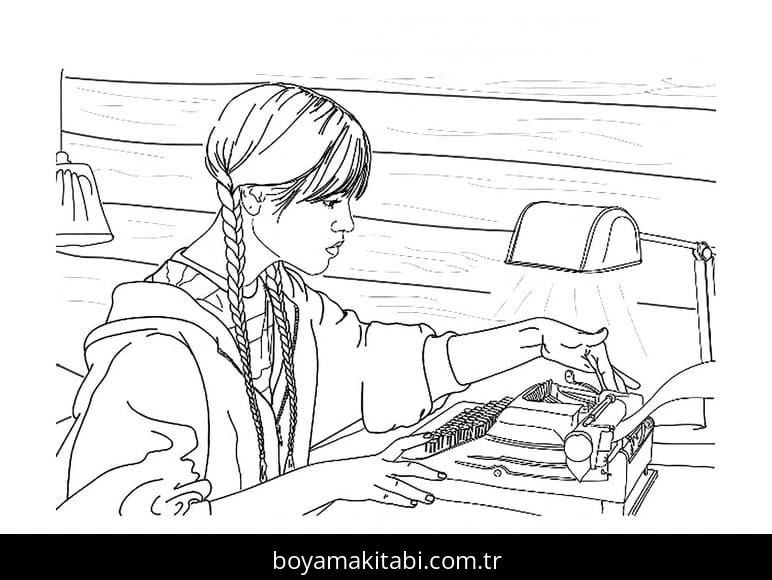Wednesday Addams boyama sayfası – okul öncesi, evde etkinlik