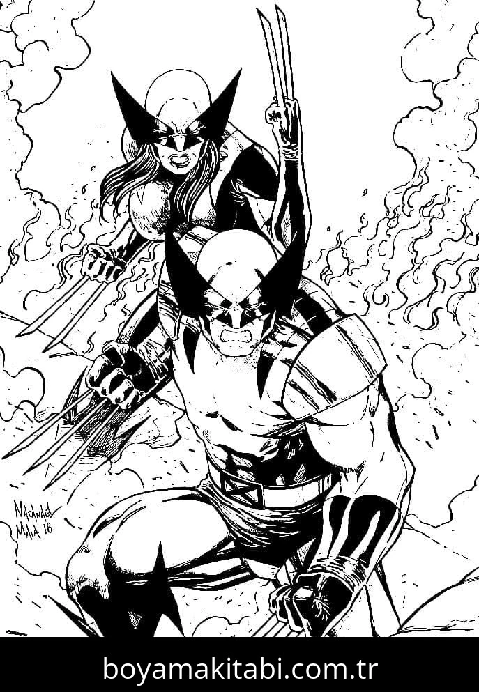 Wolverine boyama sayfası – sanatsal çalışma, çocuklar için
