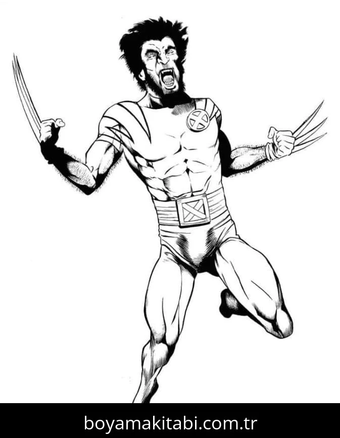 Wolverine boyama sayfası – basit çizim, kolay boyama