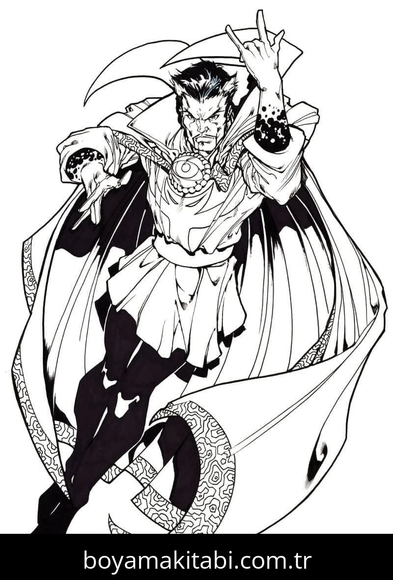 Dr. Strange boyama sayfası – eğlenceli etkinlik, el becerilerini geliştirir