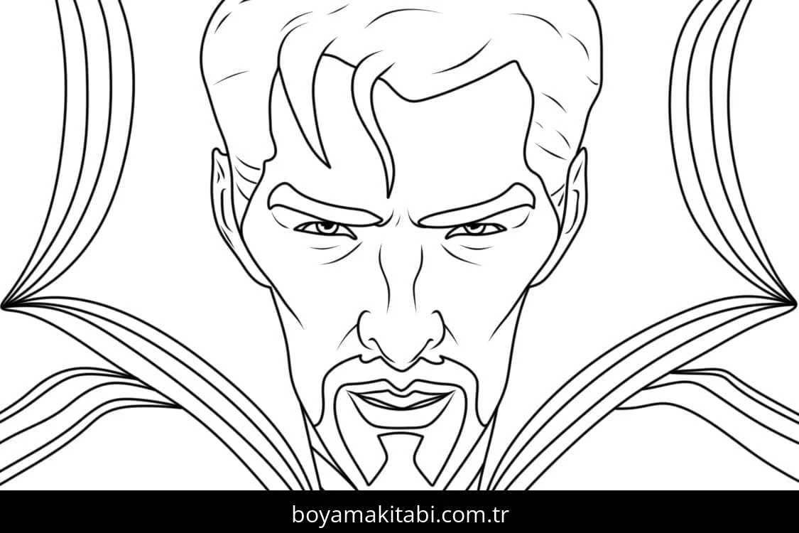 Dr. Strange boyama sayfası – çizgi film temalı, basit çizim