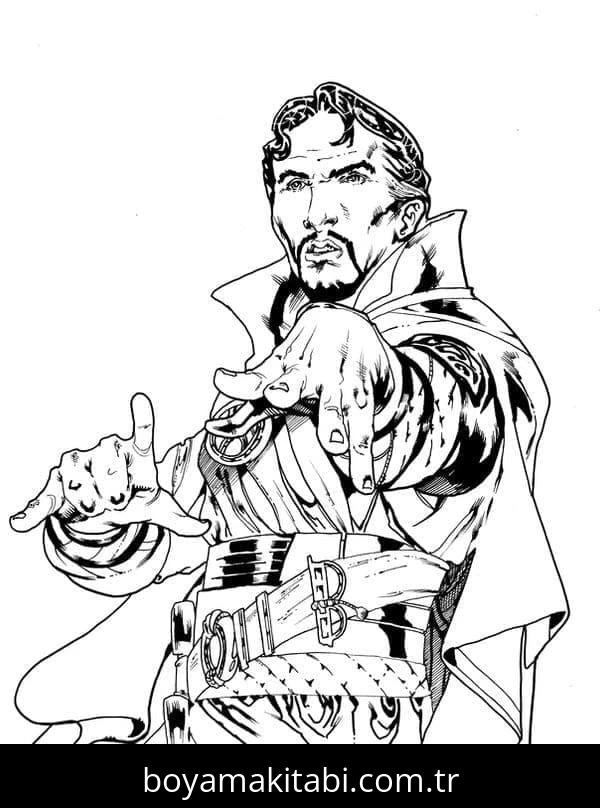 Dr. Strange boyama sayfası – el becerilerini geliştirir, boyama çalışması