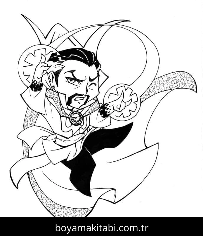 Dr. Strange boyama sayfası – renkli çizimler, okul öncesi