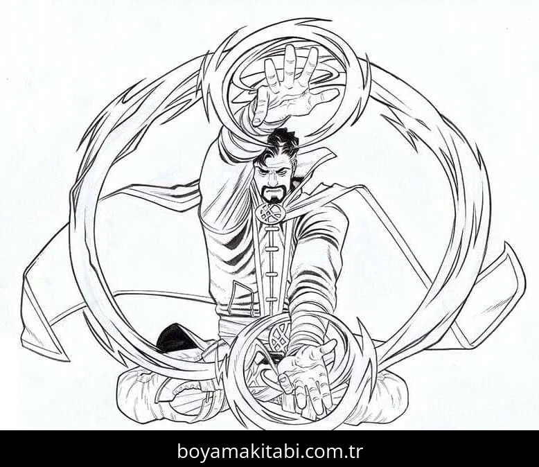 Dr. Strange boyama sayfası – PDF indir, sevimli karakter