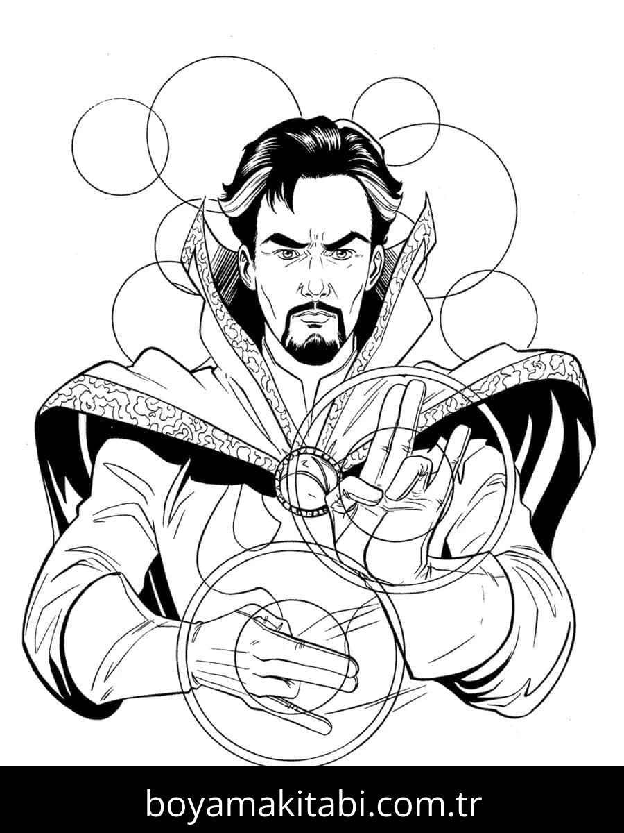 Dr. Strange boyama sayfası – çocuk aktivitesi, PDF indir