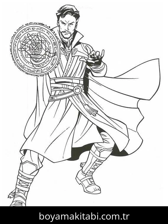 Dr. Strange boyama sayfası – sanatsal çalışma, çocuklar için