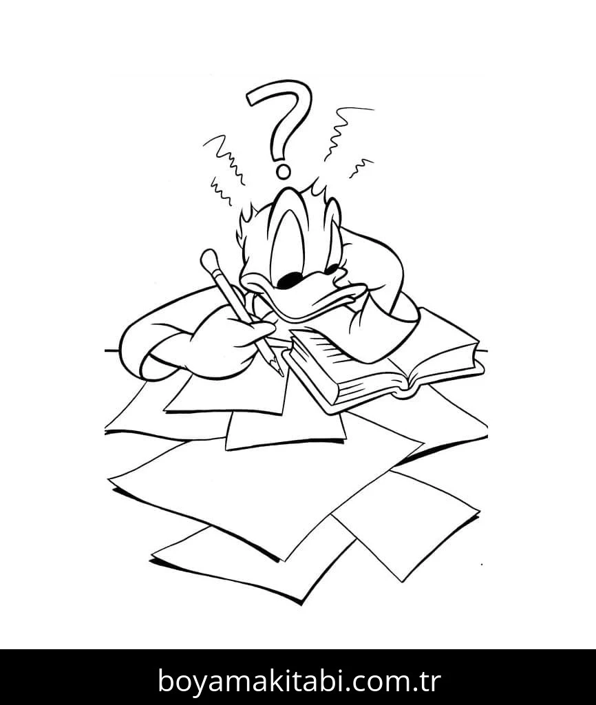 Donald Duck boyama sayfası – eğitici aktivite, yaratıcılık