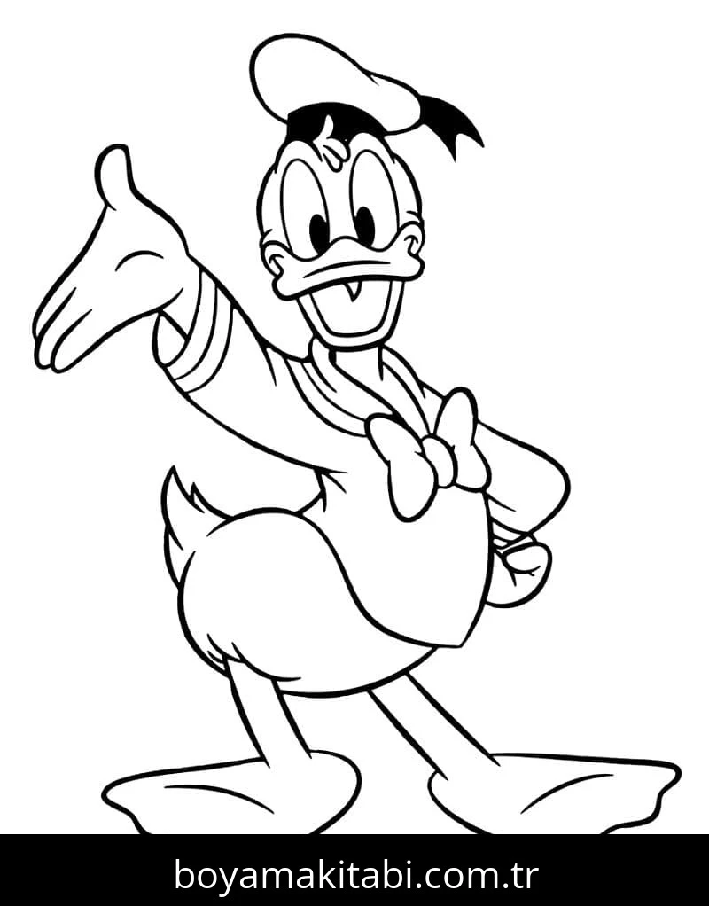 Donald Duck boyama sayfası – sanatsal çalışma, çocuklar için
