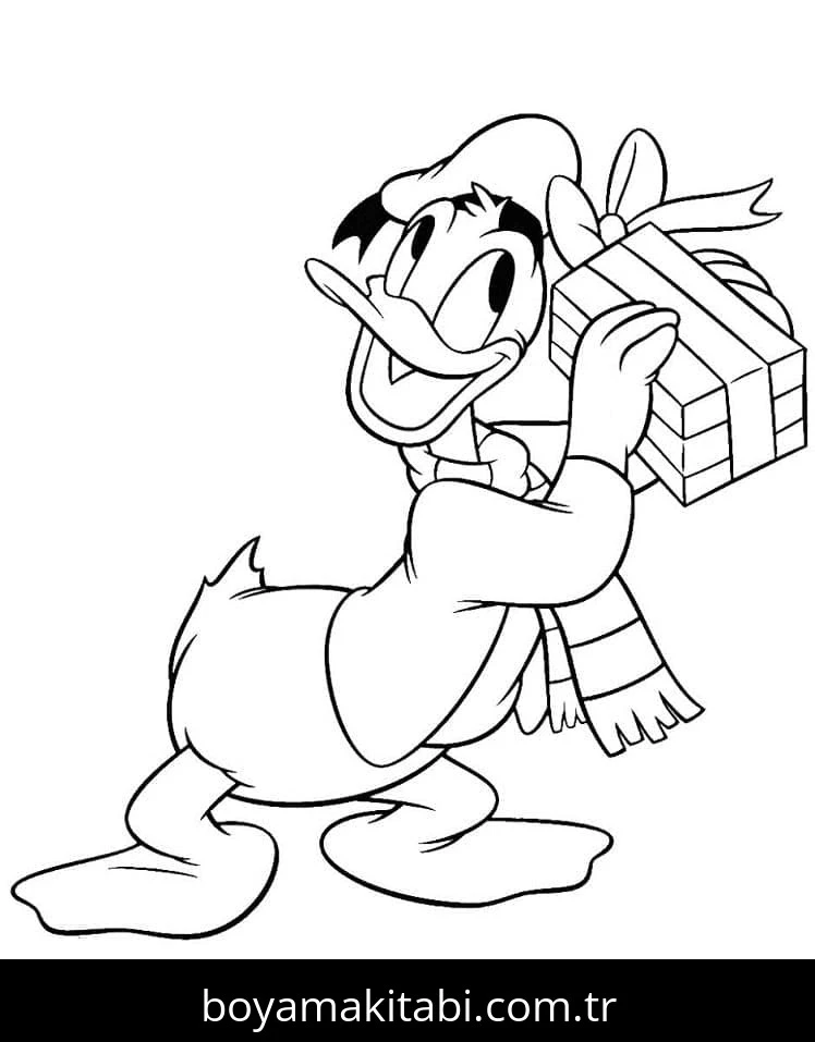 Donald Duck boyama sayfası – basit çizim, kolay boyama