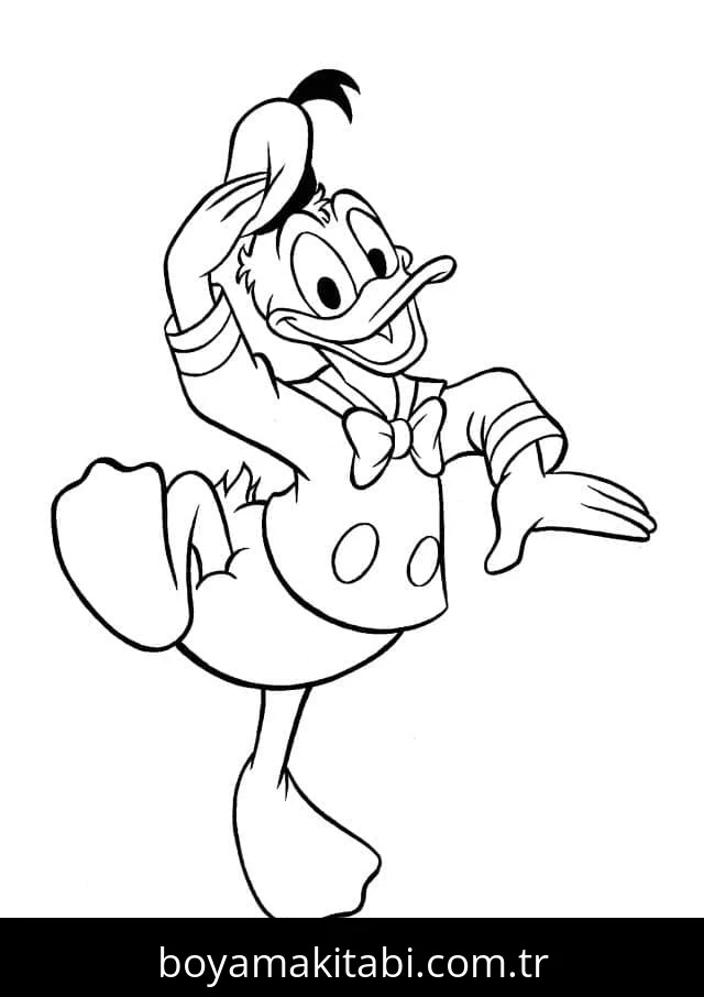 Donald Duck boyama sayfası – sevimli karakter, sanatsal çalışma