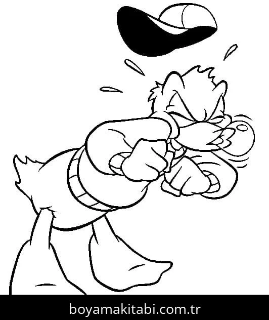 Donald Duck boyama sayfası – çizgi film temalı, basit çizim