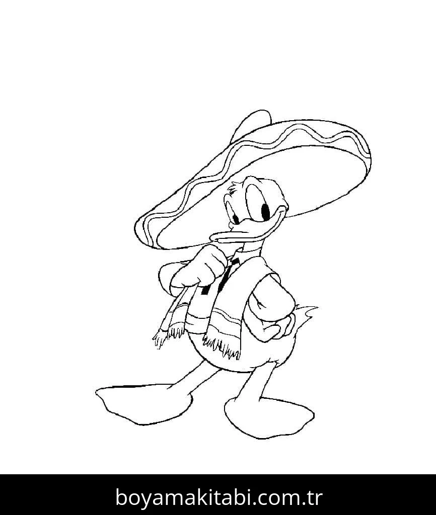 Donald Duck boyama sayfası – el becerilerini geliştirir, boyama çalışması