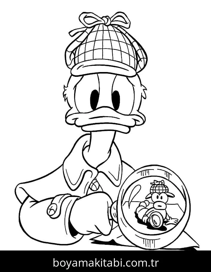 Donald Duck boyama sayfası – çizgi film temalı, basit çizim