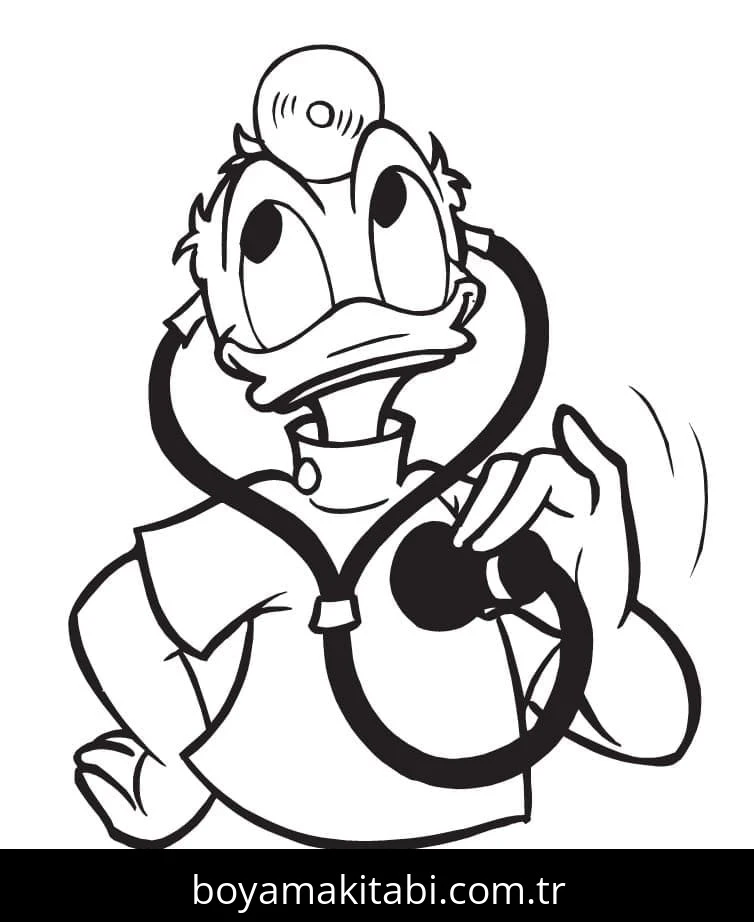 Donald Duck boyama sayfası – el becerilerini geliştirir, boyama çalışması