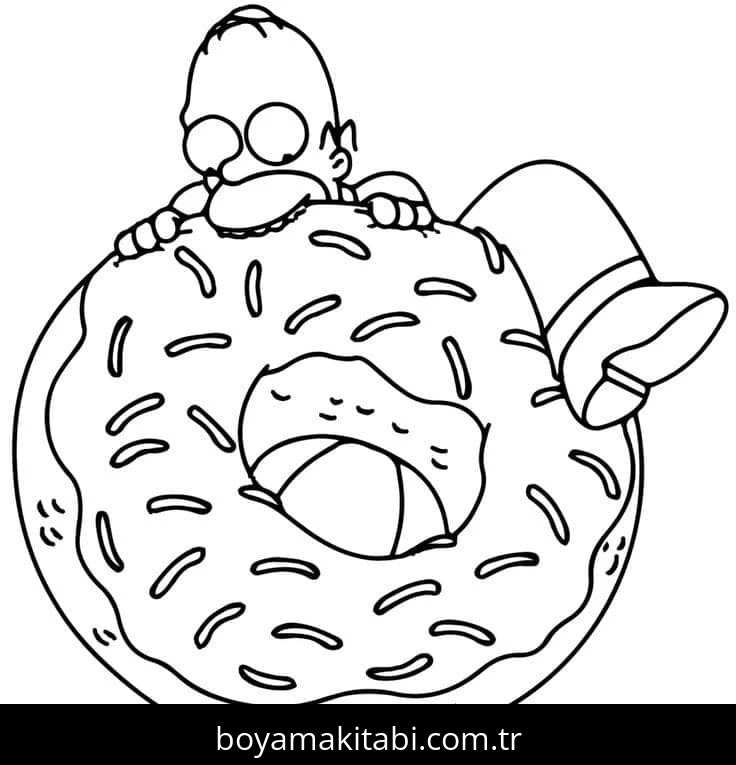 Donut boyama sayfası #51 – çocuklar için, çizgi film temalı
